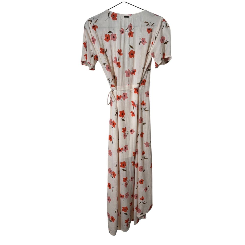 Billabong Floral Fields Midi Wrap Dress Cream‎ Red Pink Floral XS Spring Summer - Picture 9 of 10